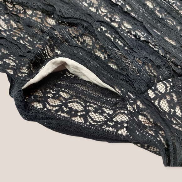Moulinette Soeurs Anthropologie Black Lace Fit & Flare Cocktail Dress Medium - Picture 9 of 12
